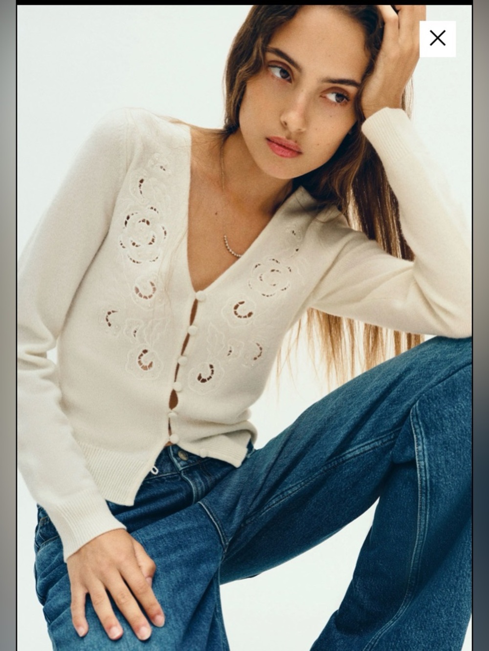 Reformation Lowen Regenerative Wool Embroidered Cardigan